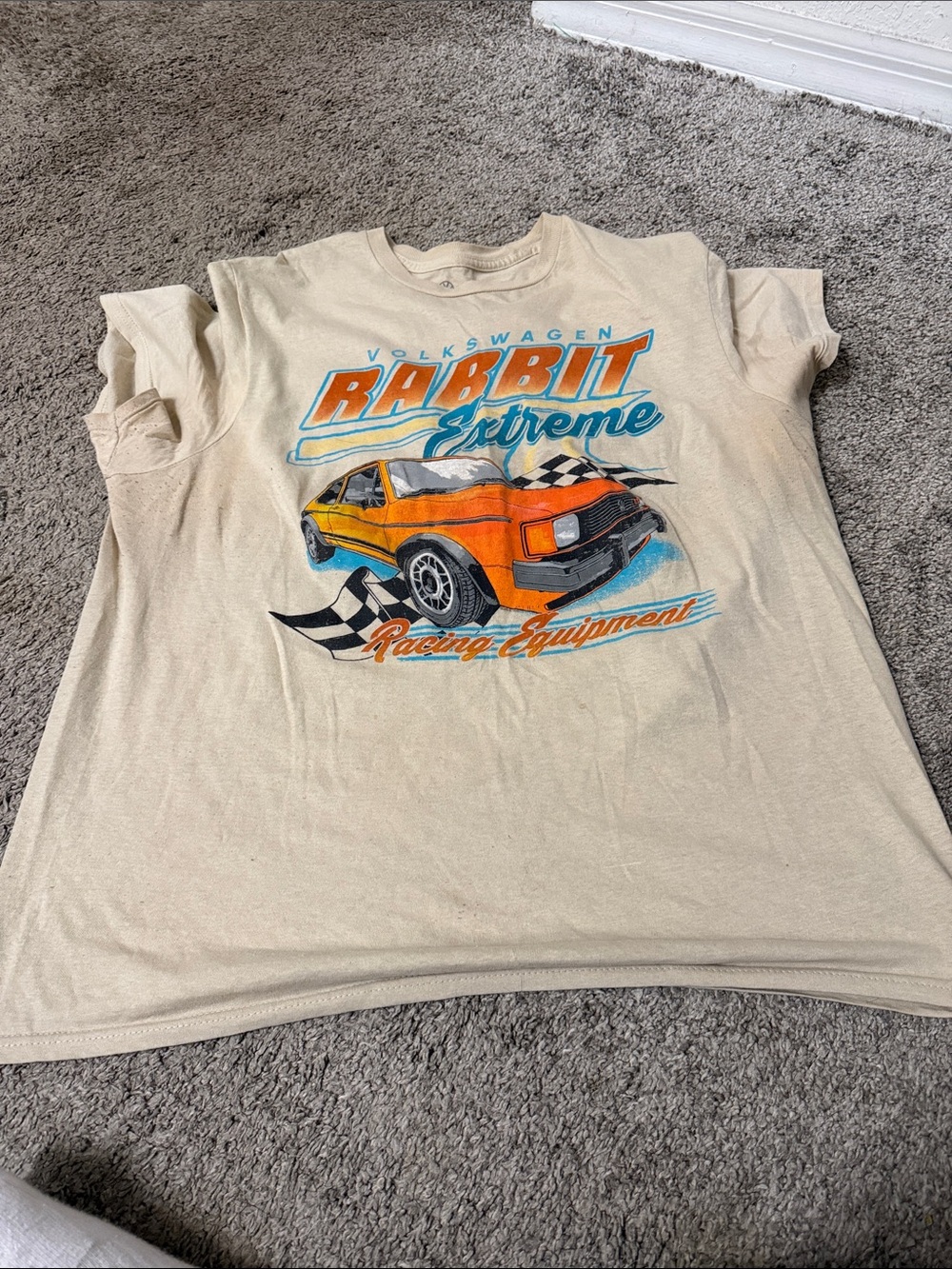 Vintage Volkswagen Rabbit Extreme Graphic Tee - Cream/Orange